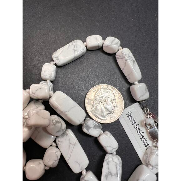 NEW Anthology howlite 36 inch knotted necklace with sterling silver clasp - Picture 7 of 11